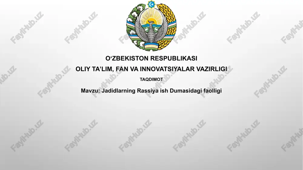 jadidlarning rassiyaish dumasidagi faolligi — PPTX