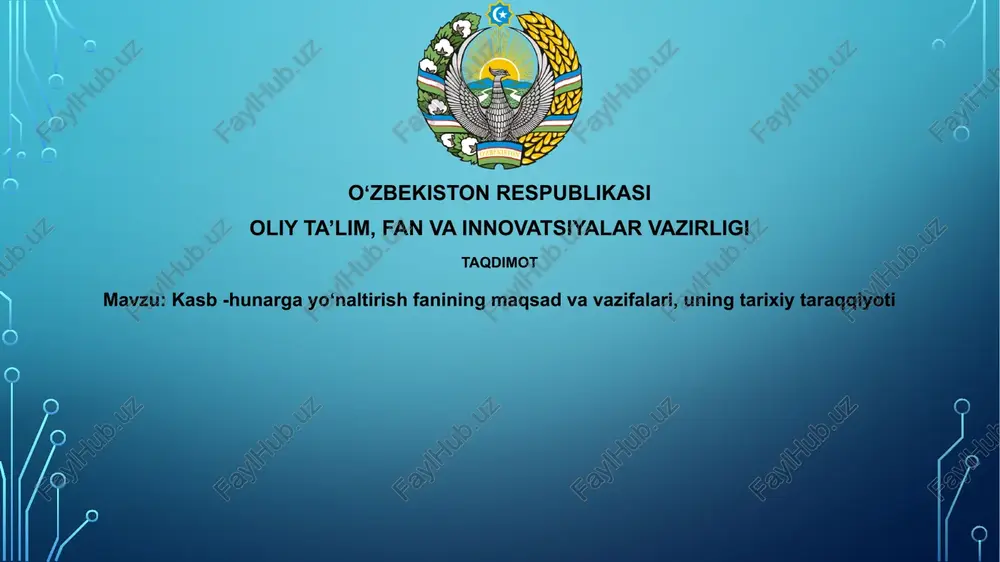 kasb-hunargayoʻnaltirish fanining maqsadvavazifalari — PPTX