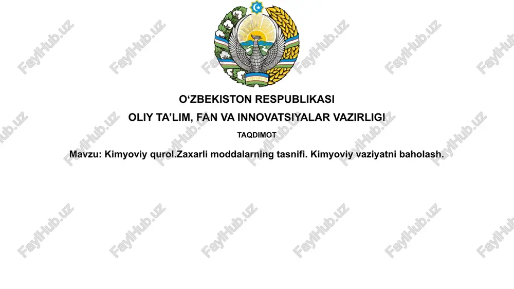 kimyoviy qurollar va zaharli moddalar — PPTX