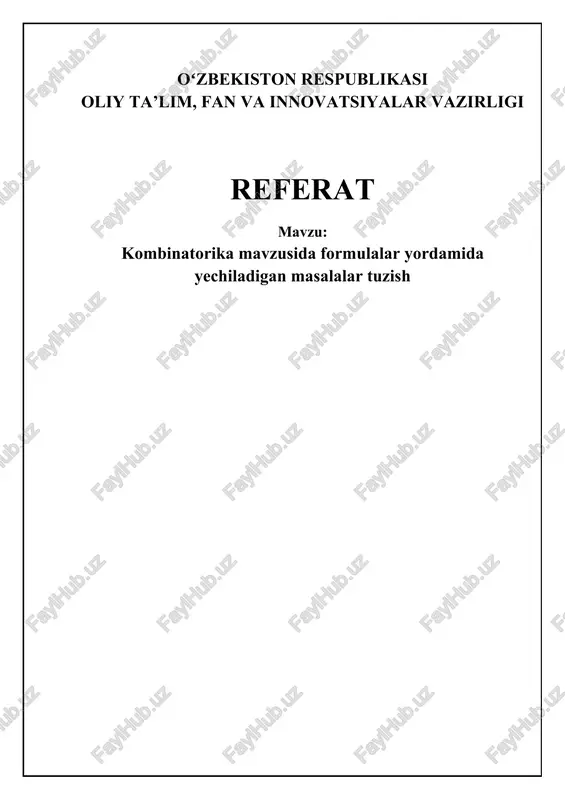 kombinatorika formulalari va prinsiplari — DOCX
