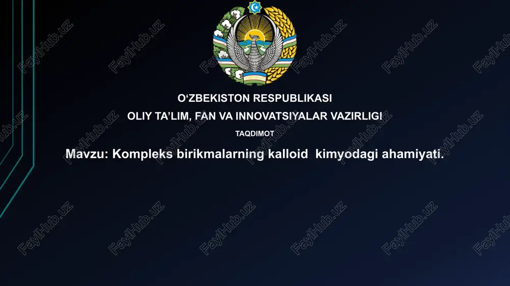 kompleks birikmalarning kolloid kimyodagi ahamiyati — PPTX