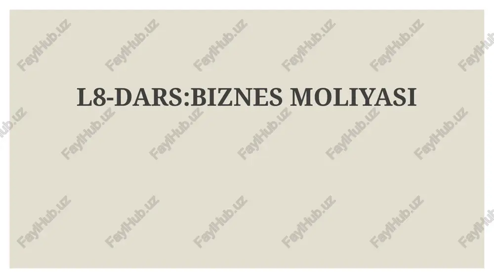biznes moliyasi — PPTX