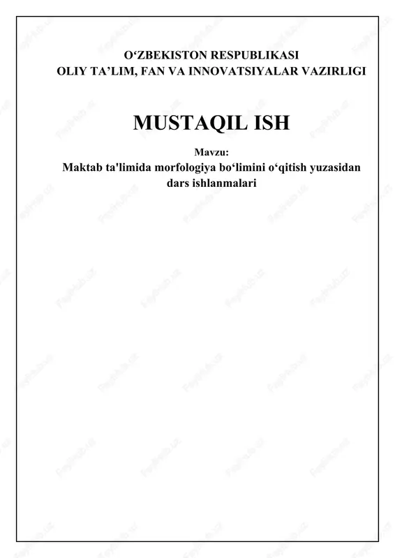 morfologiya asoslari va o'qitish metodlari — DOCX