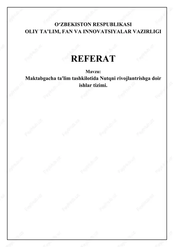 nutqni rivojlantrishga doir ishlar tizimi — DOCX