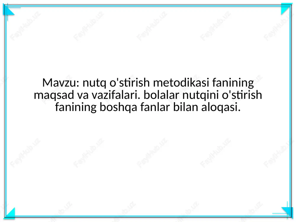 nutq o'stirish metodikasi — PPTX