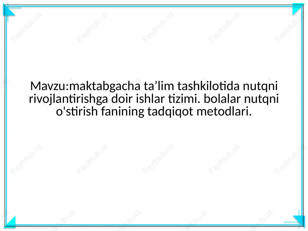 nutqni o'stirish fanining tadqiqot metodlari — PPTX