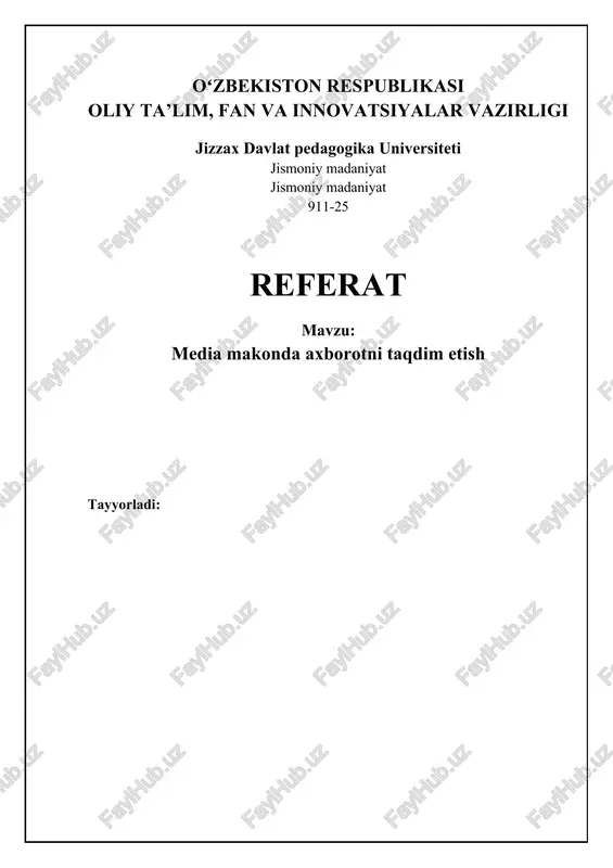 ommaviy axborot vositalari: ta'rif, turlari va tarqatish usullari — DOCX