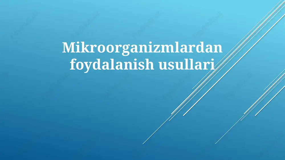 mikroorganizmlardan foydalanish usullari — PPTX