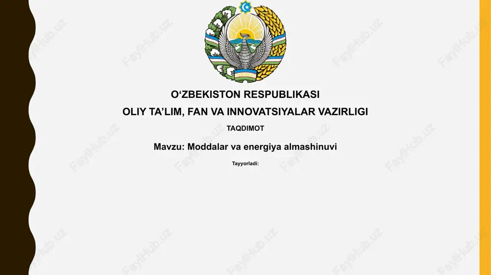 moddalar va energiya almashinuvi — PPTX
