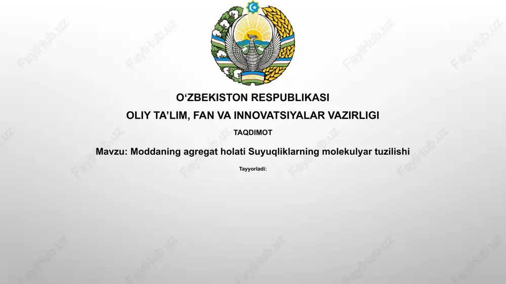 moddaning agregat holati va suyuqliklarning molekulyar tuzilishi — PPTX