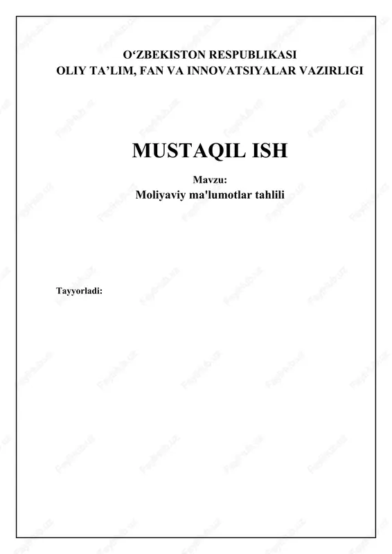 moliyaviy ma'lumotlar tahlili — DOCX