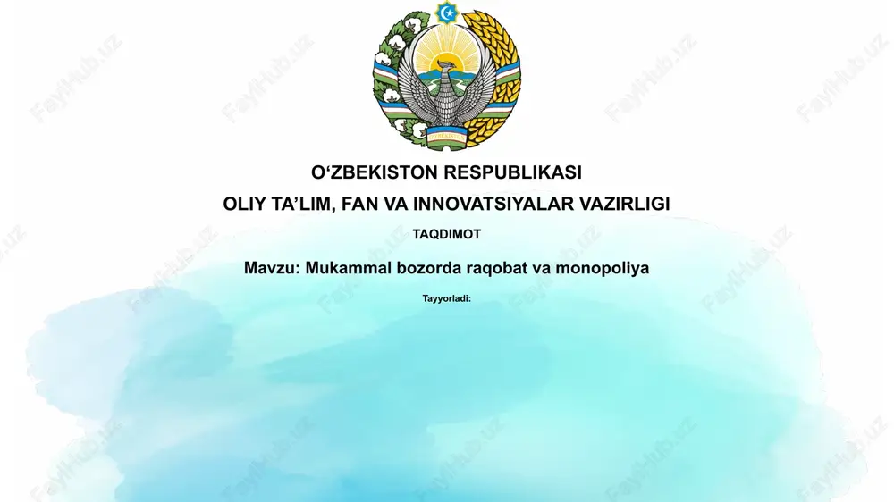 mukammal raqobat va monopoliya — PPTX
