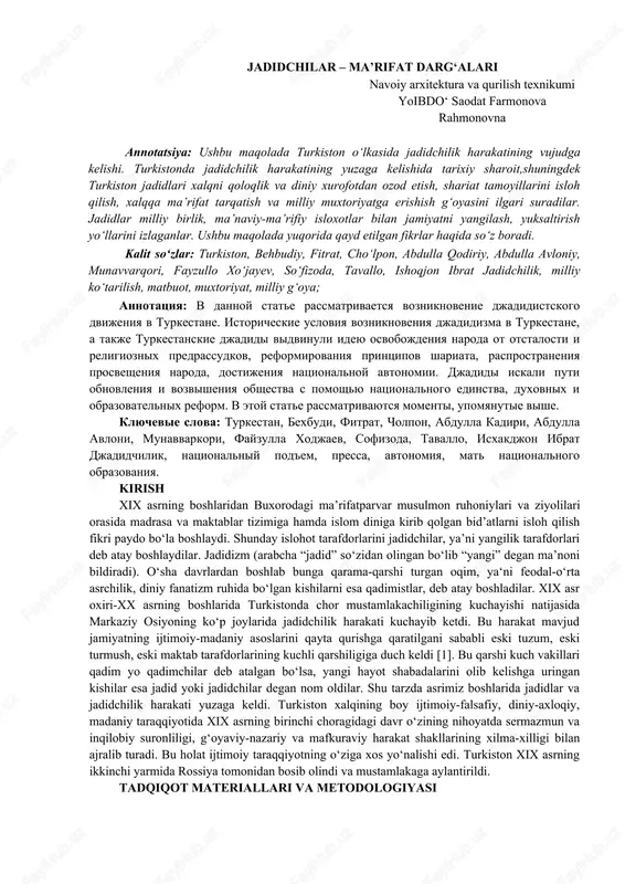 jadidchilar – ma’rifat darg‘alari — DOCX