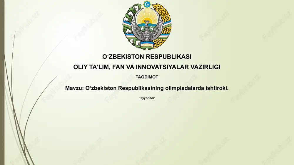 o‘zbekiston respublikasining olimpiadalarda ishtiroki — PPTX