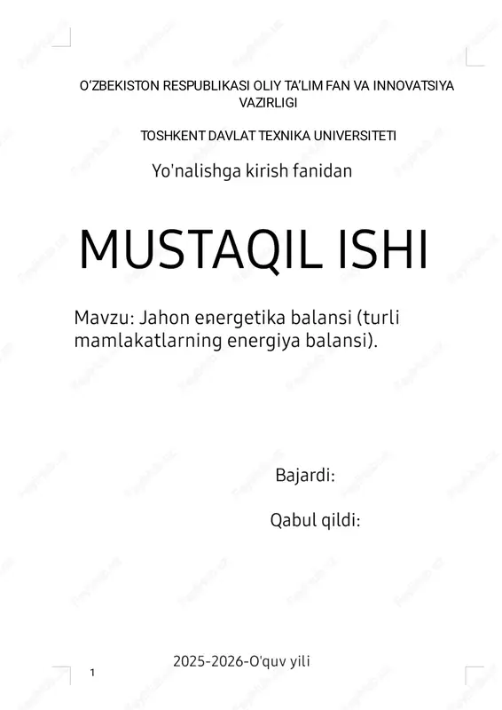jahon energetika balansi — PDF