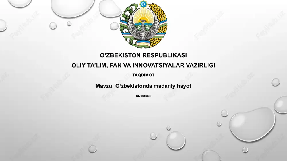 o'zbekistondagi madaniy hayot — PPTX