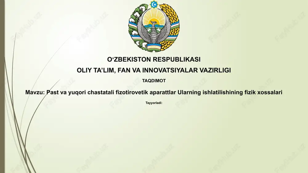 past va yuqori chastotali fizioterapiya qurilmalari — PPTX
