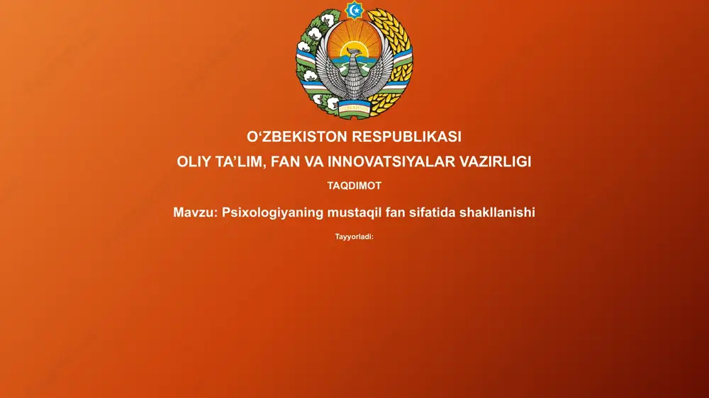 psixologiyaning mustaqil fansifatida shakllanishi — PPTX