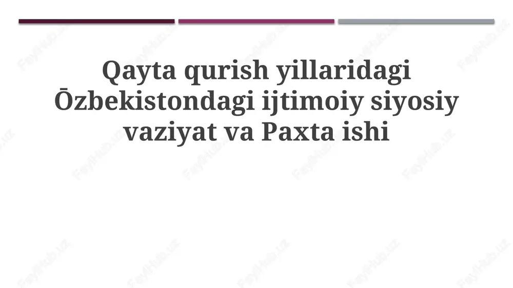 qayta qurish davridagi o'zbekiston: ijtimoiy-siyosiy manzara — PPTX