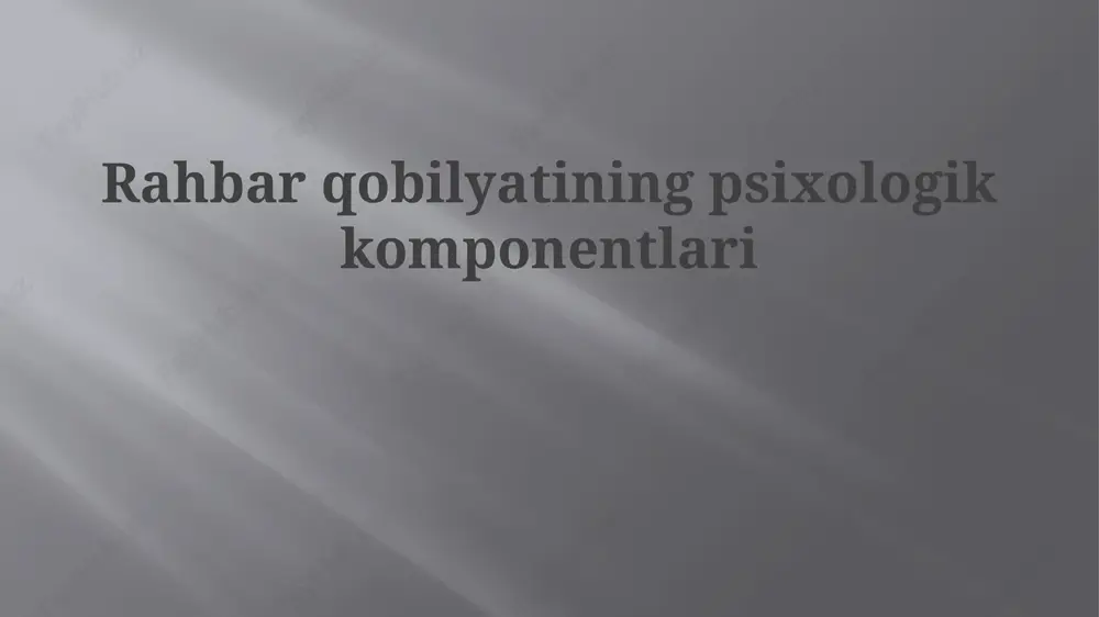 rahbarlik psixologiyasi — PPTX