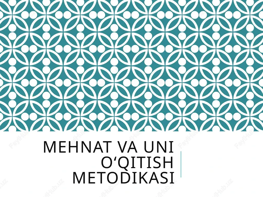 mehnat vaunio‘qitish metodikasi — PPTX