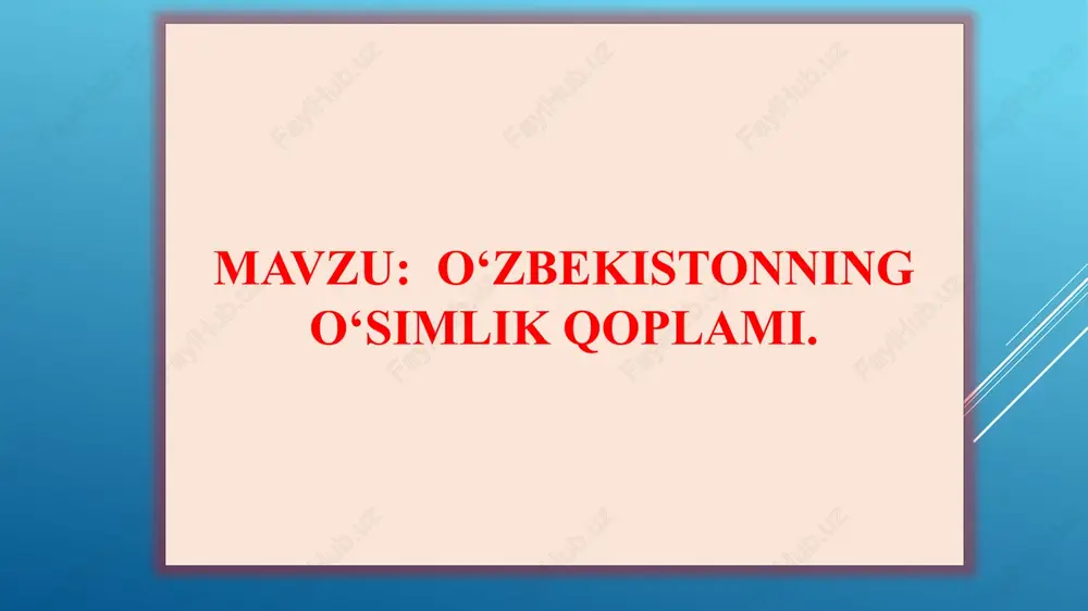 o‘zbekistonning o‘simlik qoplami — PPTX