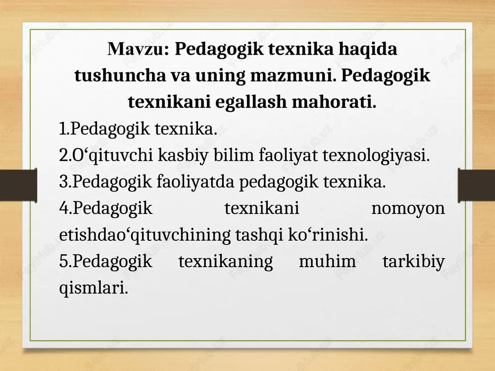 pedagogik texnika — PPT