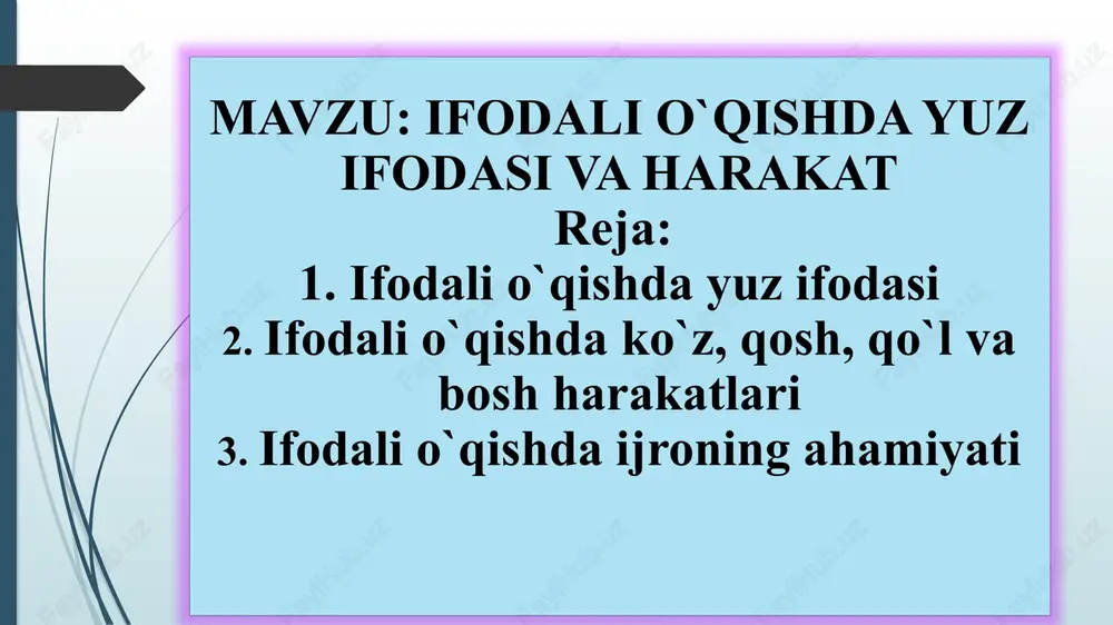 ifodalio`qishda yuz ifodasi va harakat — PPTX