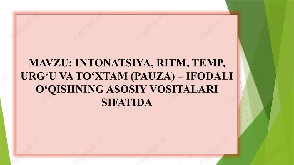 intonatsiya, ritm,temp, urg‘u va to‘xtam — PPTX