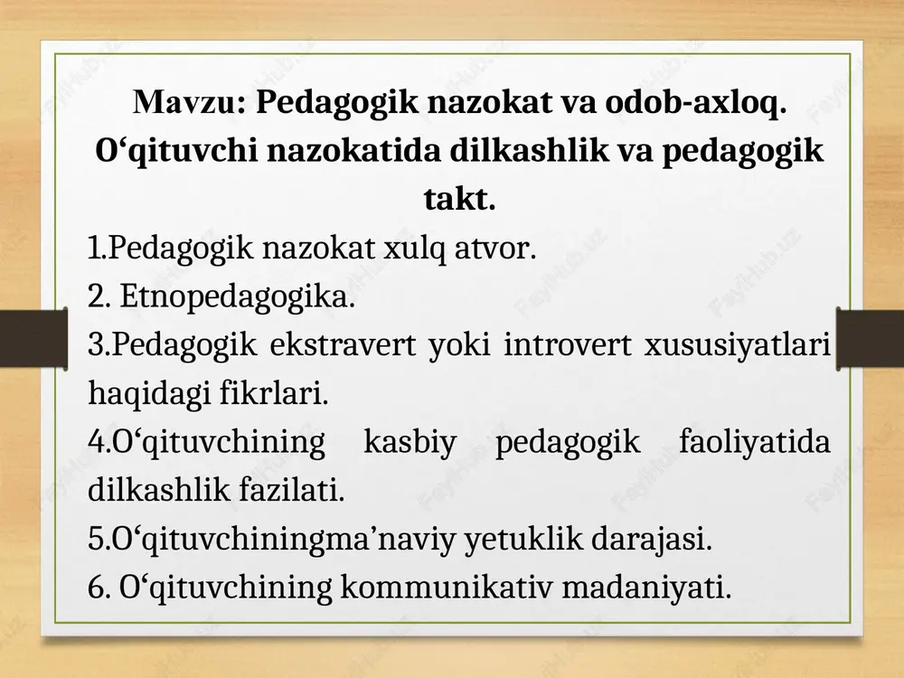 pedagogik nazokat va odob-axloq — PPT