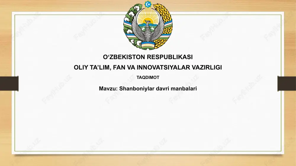 shayboniylar davri manbalari — PPTX