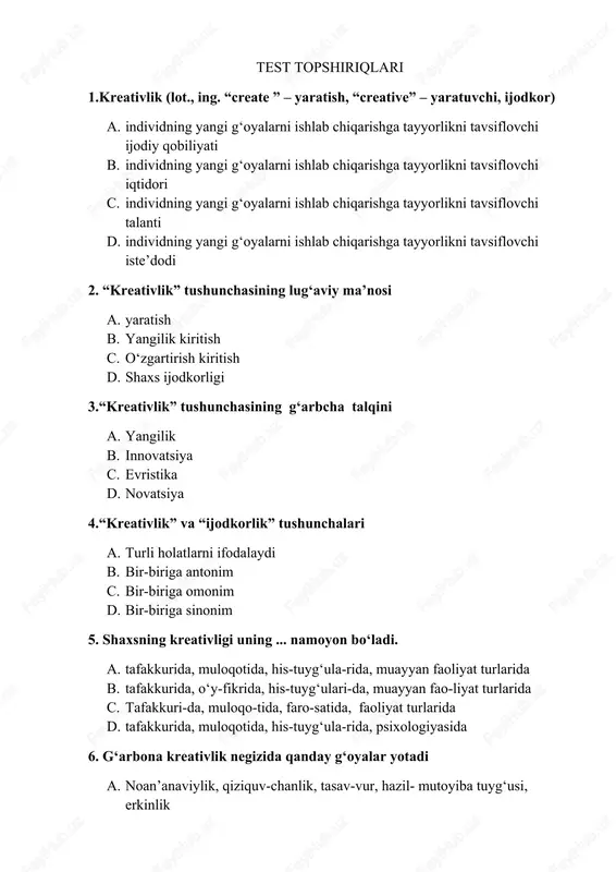 test topshiriqlari — DOCX
