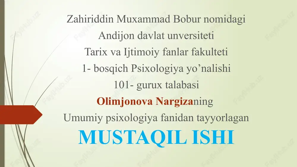 umumiy psixologiya — PPTX
