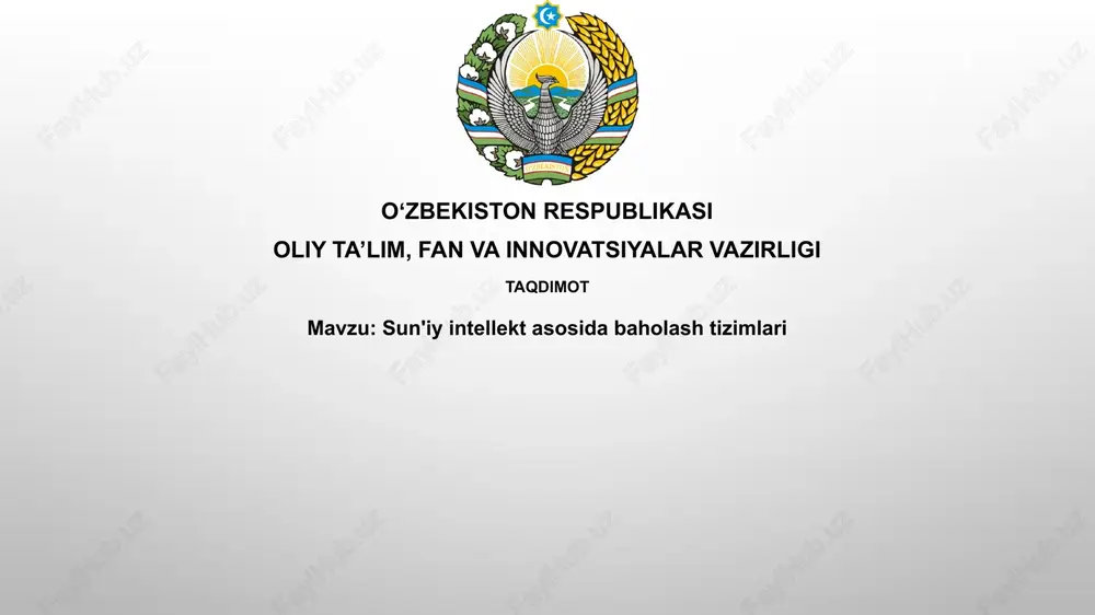 sun'iy intellekt asoslangan baholash tizimlari — PPTX