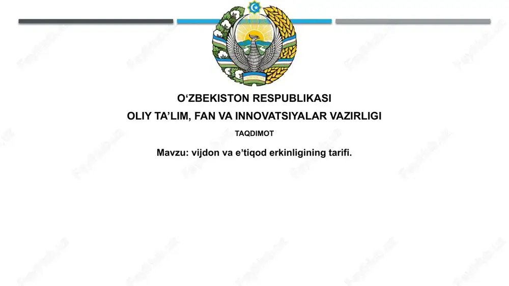 vijdon va e'tiqod erkinligining ta'rifi — PPTX