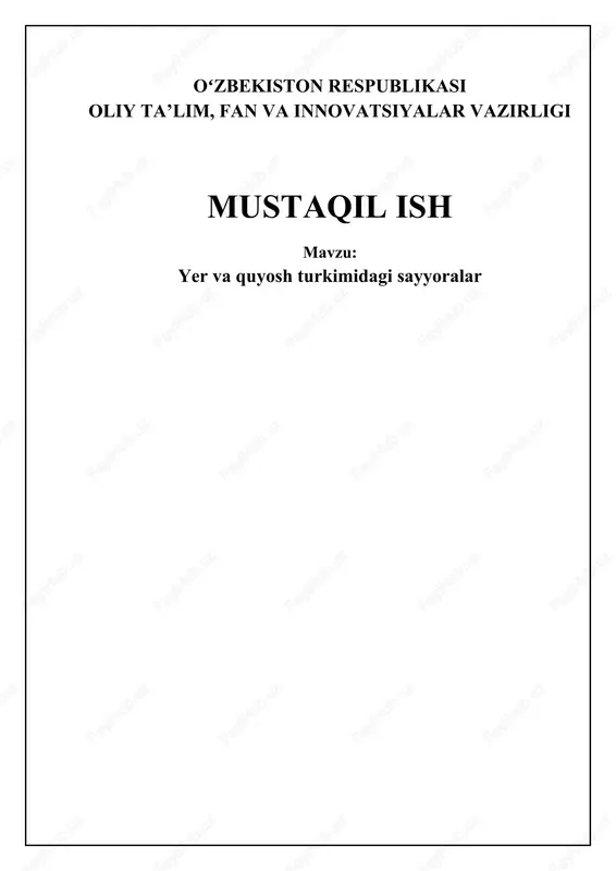 yer va quyosh turkimidagi sayyoralar — DOCX