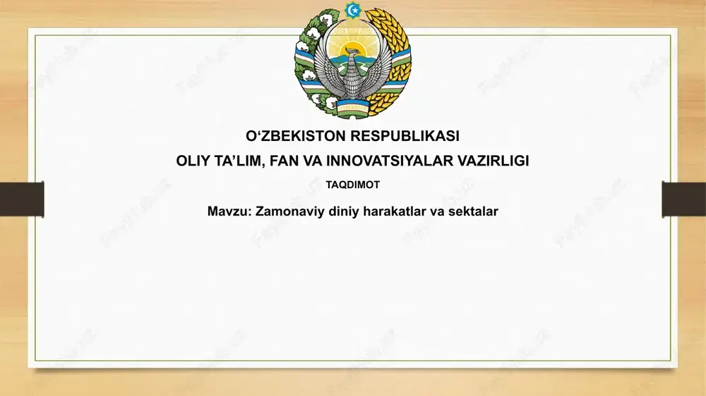 zamonaviydiniy harakatlar va sektalar — PPTX