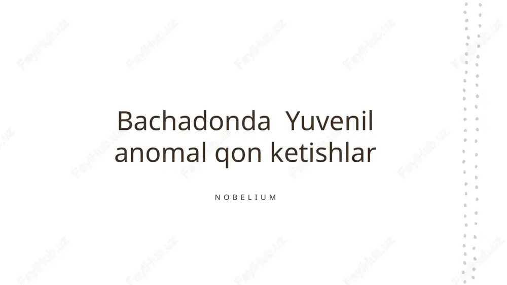 o'smirlar uchun abnormal qon ketishlar — PPTX