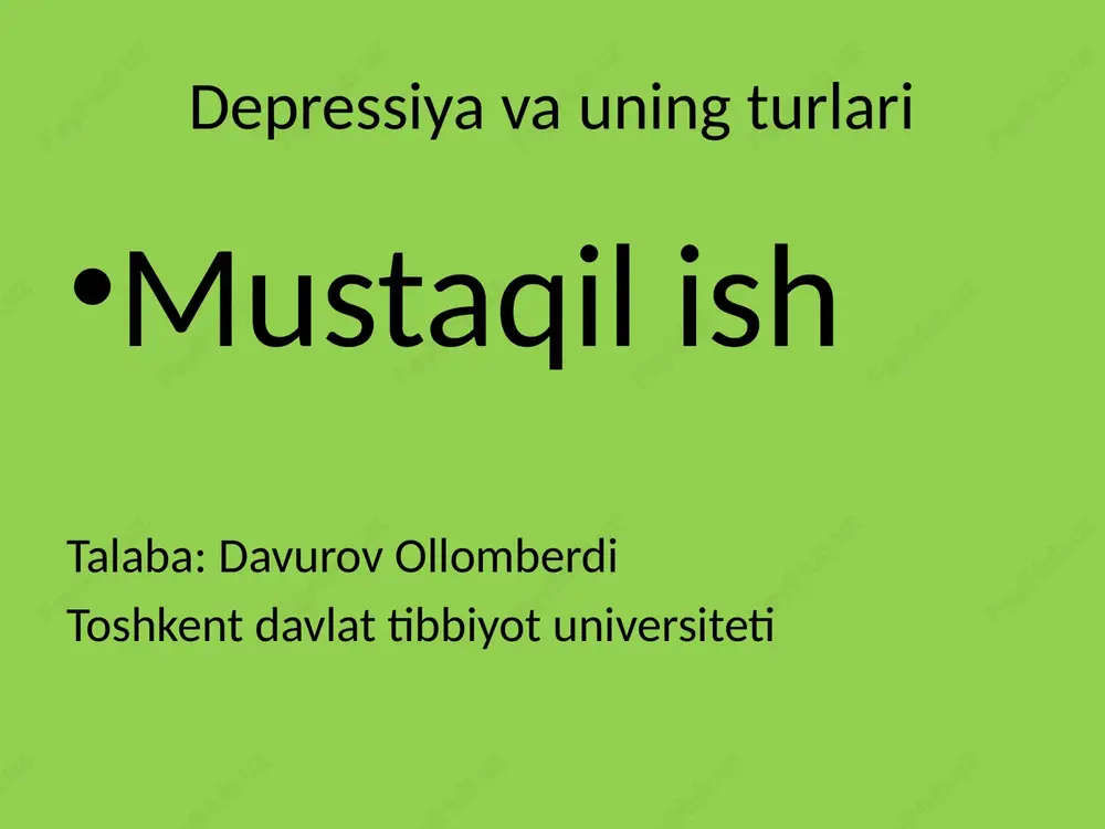 depressiya va uning turlari — PPTX