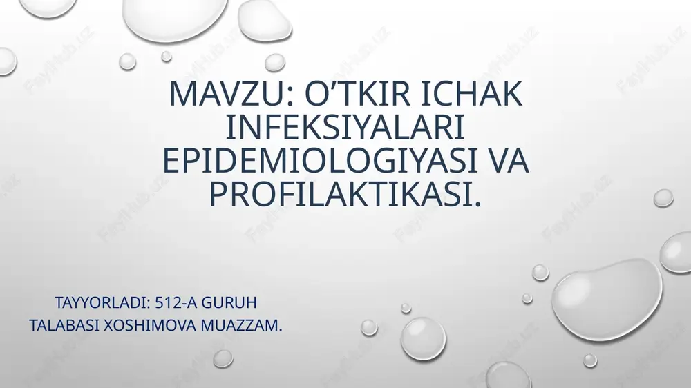 o‘tkirichak infeksiyalarining epidemiologiyasi va profilaktikasi — PPTX
