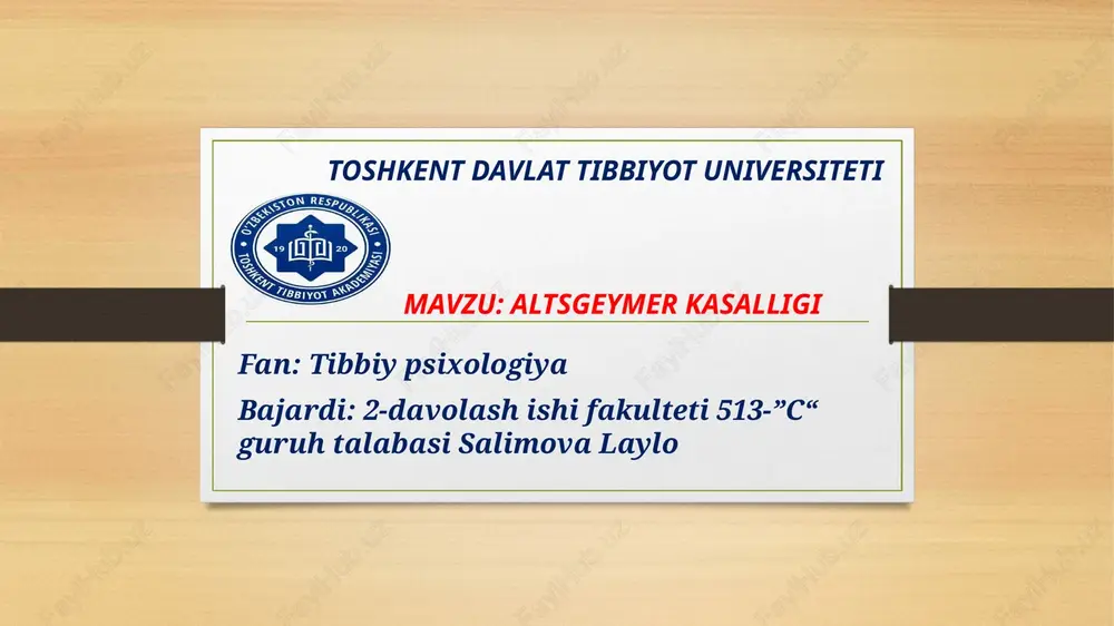 altsgeymer kasalligi — PPTX
