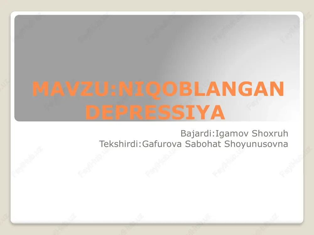 niqoblangan depressiya — PPTX