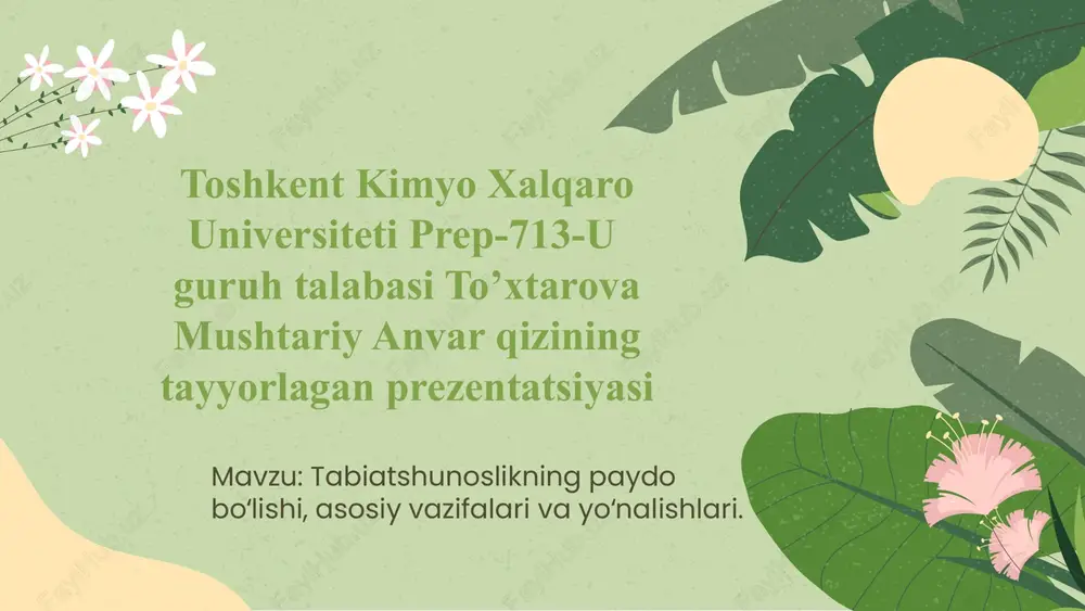 tabiatshunoslikning paydo bo'lishi — PPTX