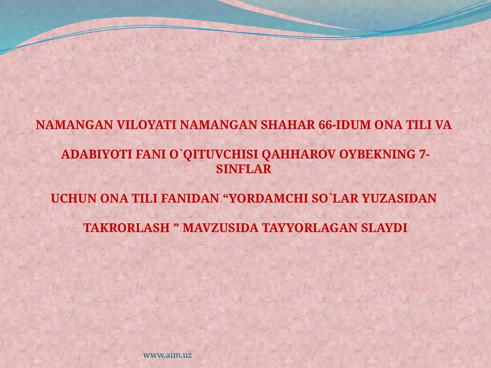 yordamchi so'zlar yuzasidan takrorlash — PPTX