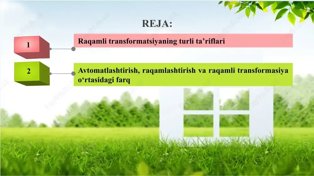 raqamli transformatsiyaning turli ta’riflari — PPTX