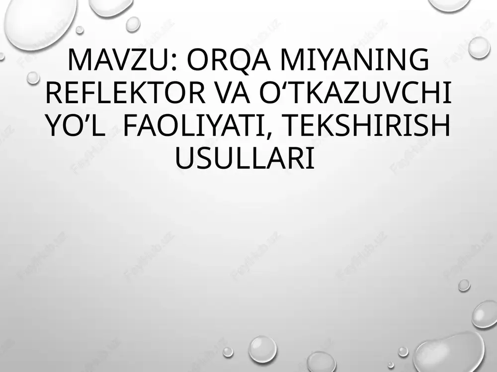orqa miyaning reflektor vao‘tkazuvchiyo’l faoliyati, tekshirish usullari — PPTX