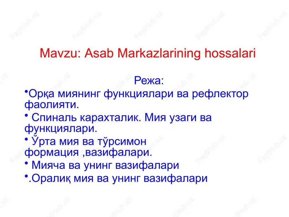 asabmarkazlarining hossalari — PPTX