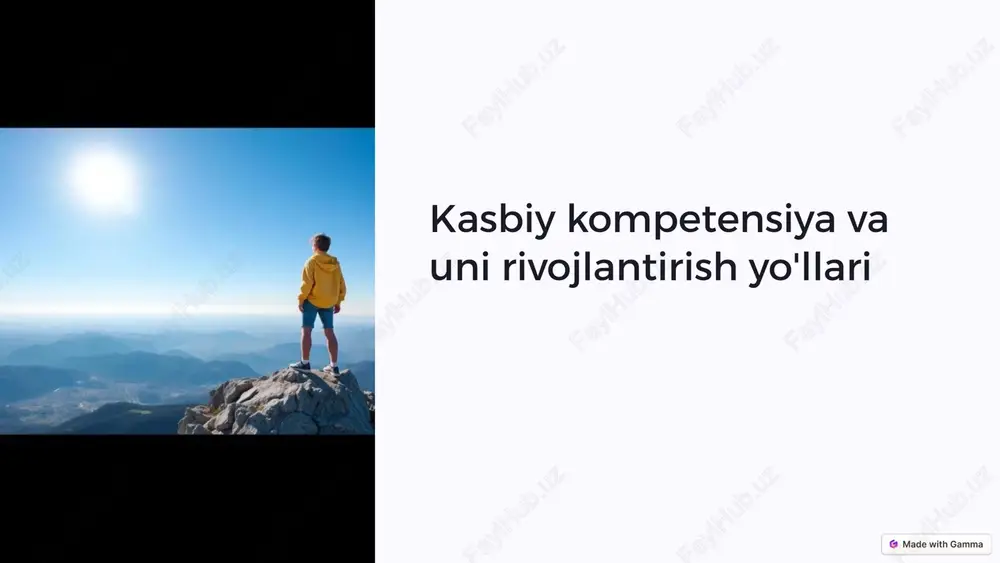 kasbiy kompetensiya va uning rivojlantirish yo'llari — PPTX