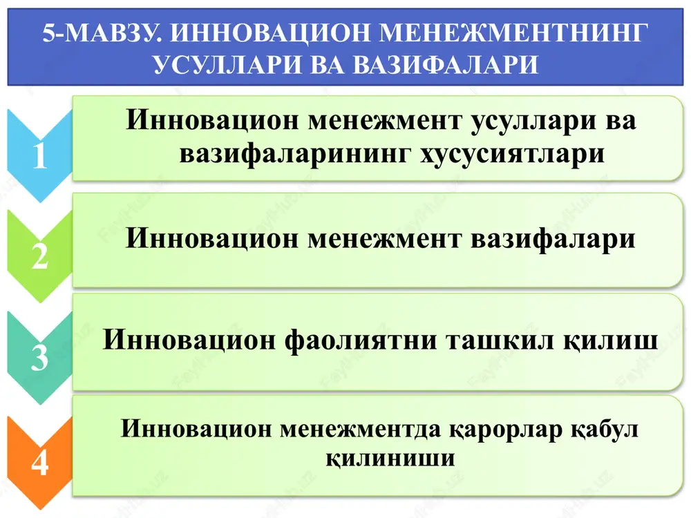 innovatsion menejmentning usullari va vazifalari — PPTX