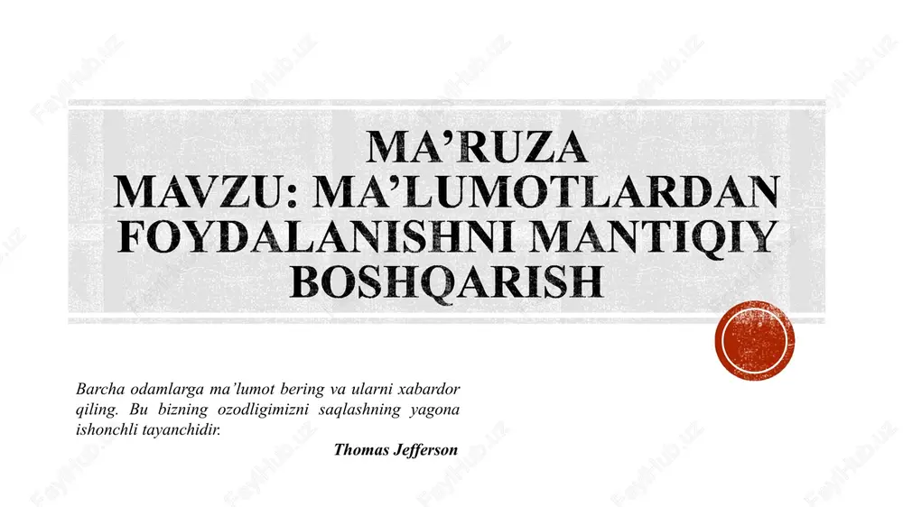 foydalanishni boshqarish usullari — PPTX